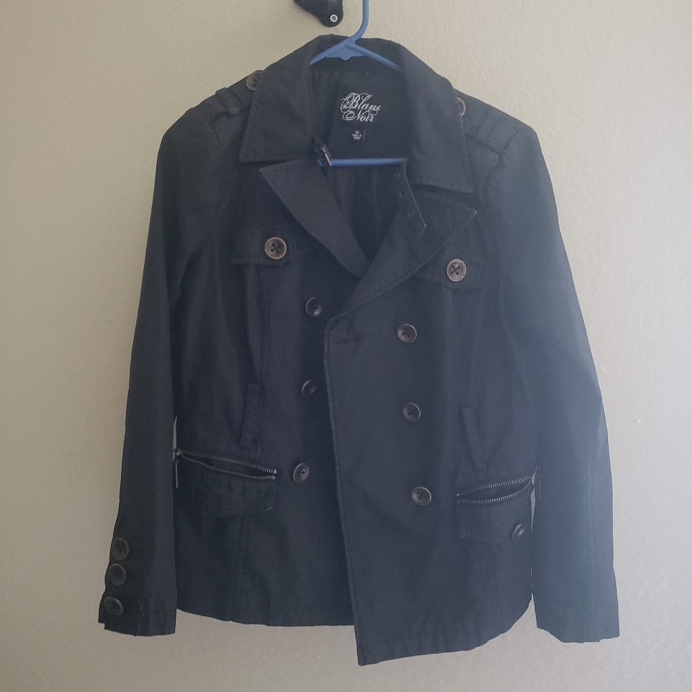Black Noir denim pea coat